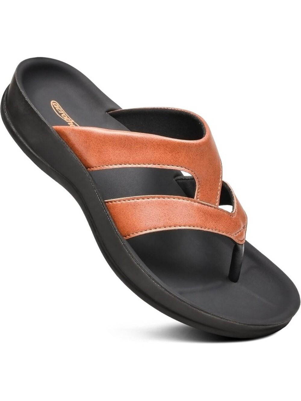 Women's Light Brown Comfortable Arch Support Flip Flops Orthotic Thong Sandals